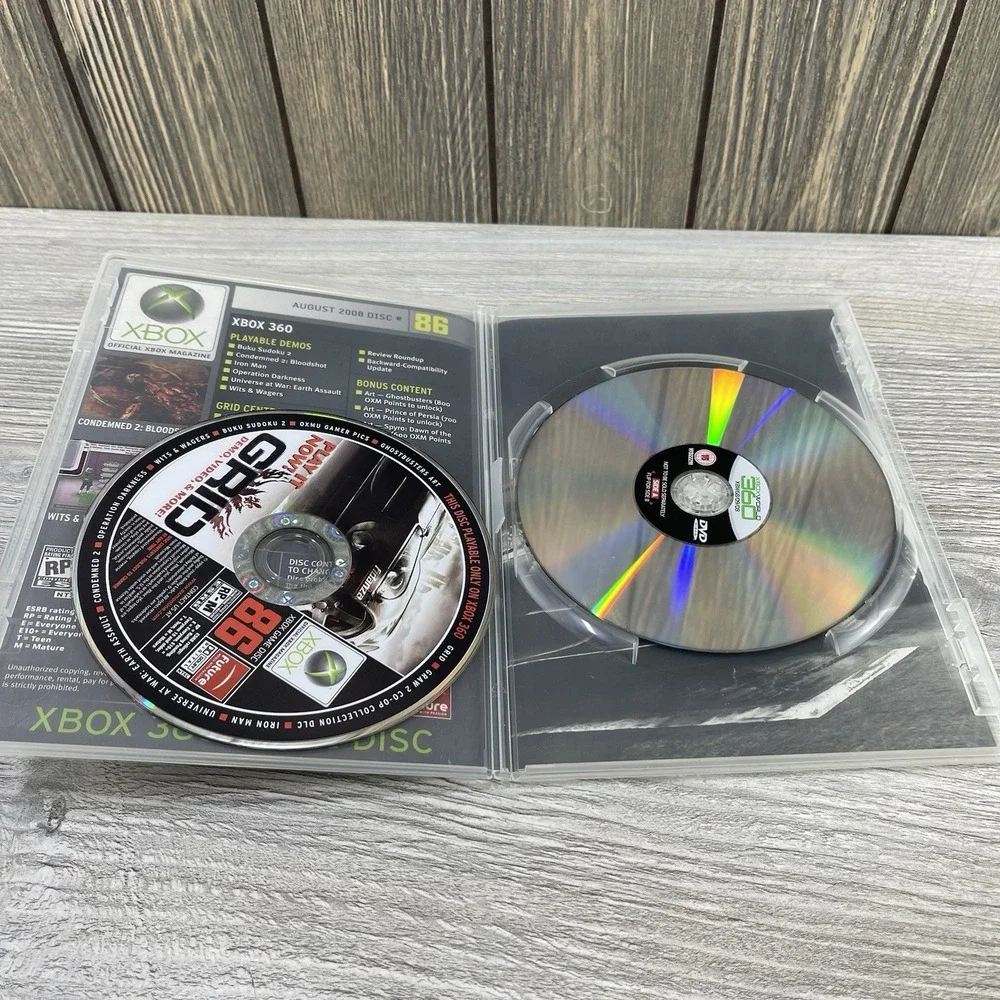 Xbox 360 Demo Disc (8/08 #86) Demos And Bonus Content - GRID - GRAW 2